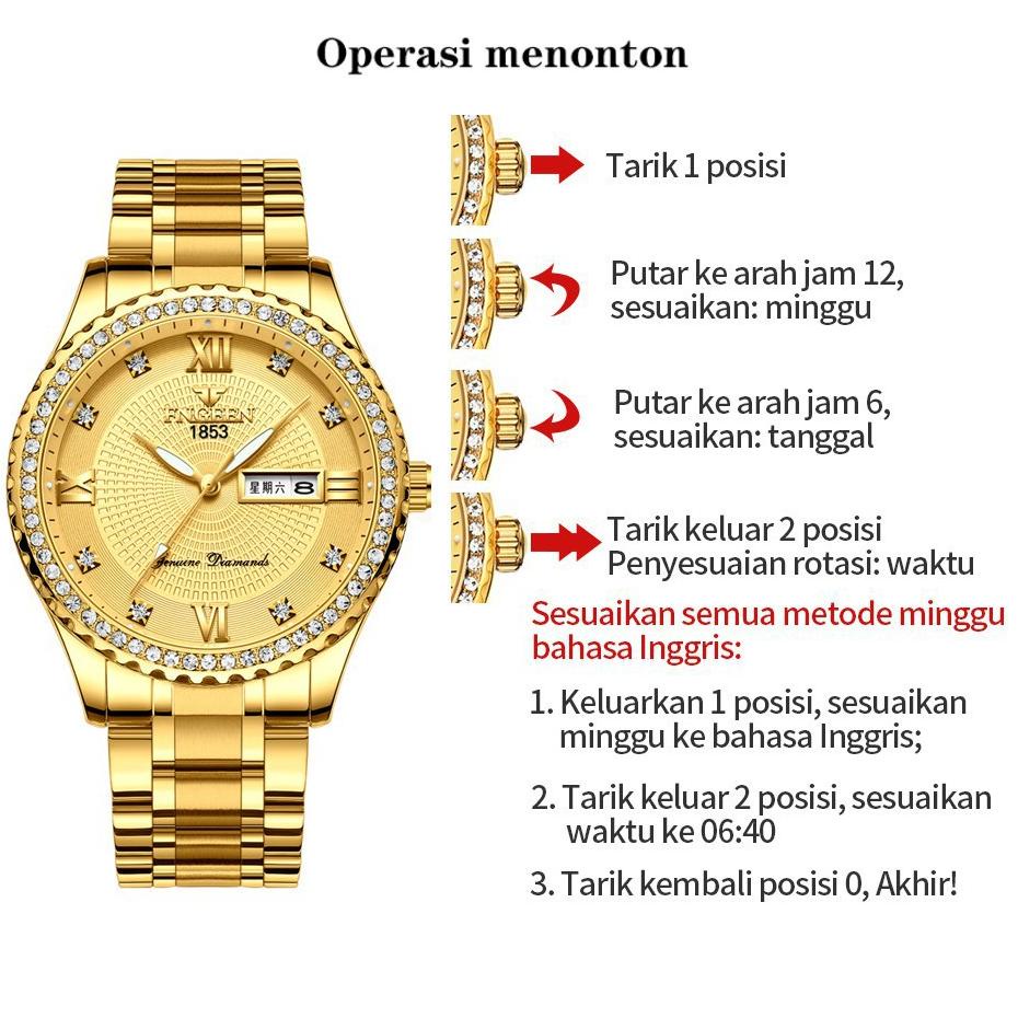 ❆ STOK SIAP【COD】Jam Tangan Pria FNGEEN S777 Gold Baja Tahan Karat Analog Mewah Kuarsa Original Tahan