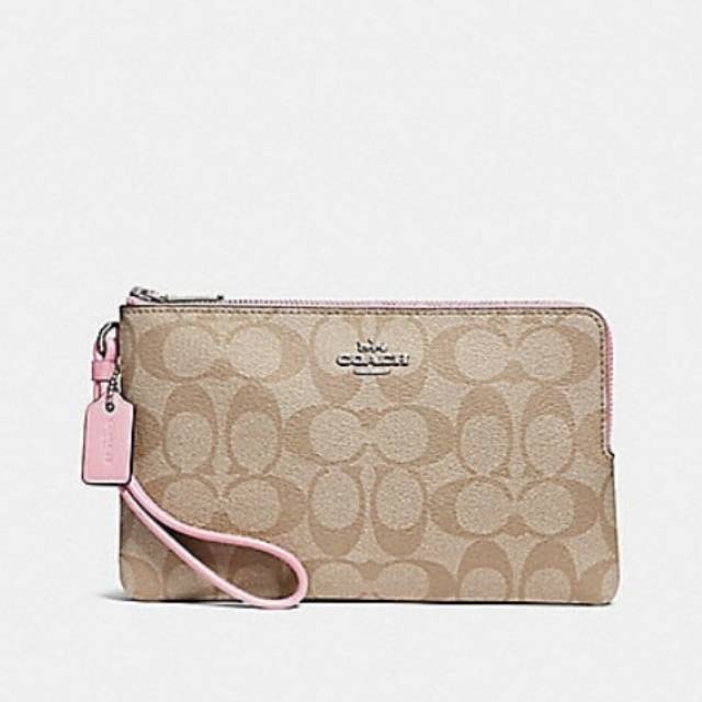 Coach Large Wristlet Double Zip Sign Carnation (Pelunasan)