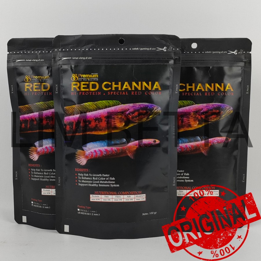 PREMIUM 88 RED CHANNA 100 GRAM 2MM - PELET IKAN CHANNA