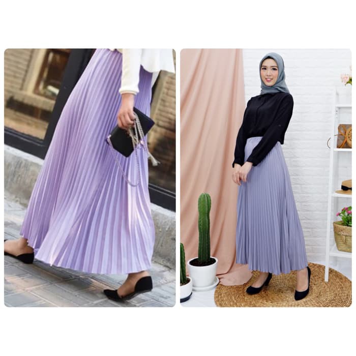 Chamele Rok Plisket Panjang Bahan Premium Good Quality