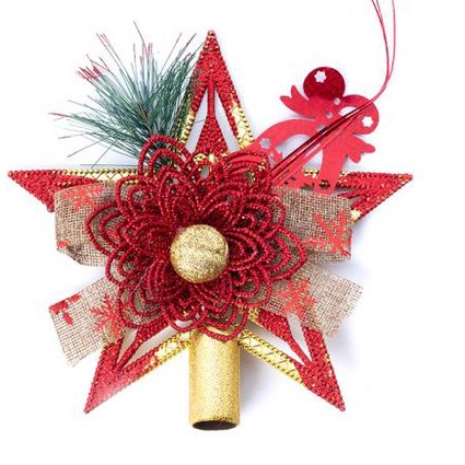 ♡ Hiasan Top Bintang Pohon Natal / Merah (Besar) - Pucuk Pohon Natal ۝