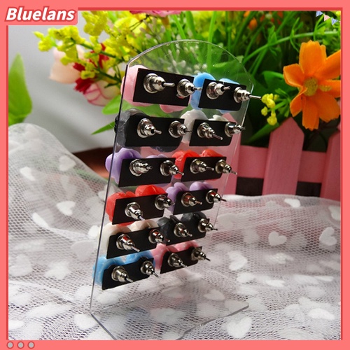 Bluelans 12 Pairs Women Fashion Rose Flower Mixed Color Flower Ear Stud Earring