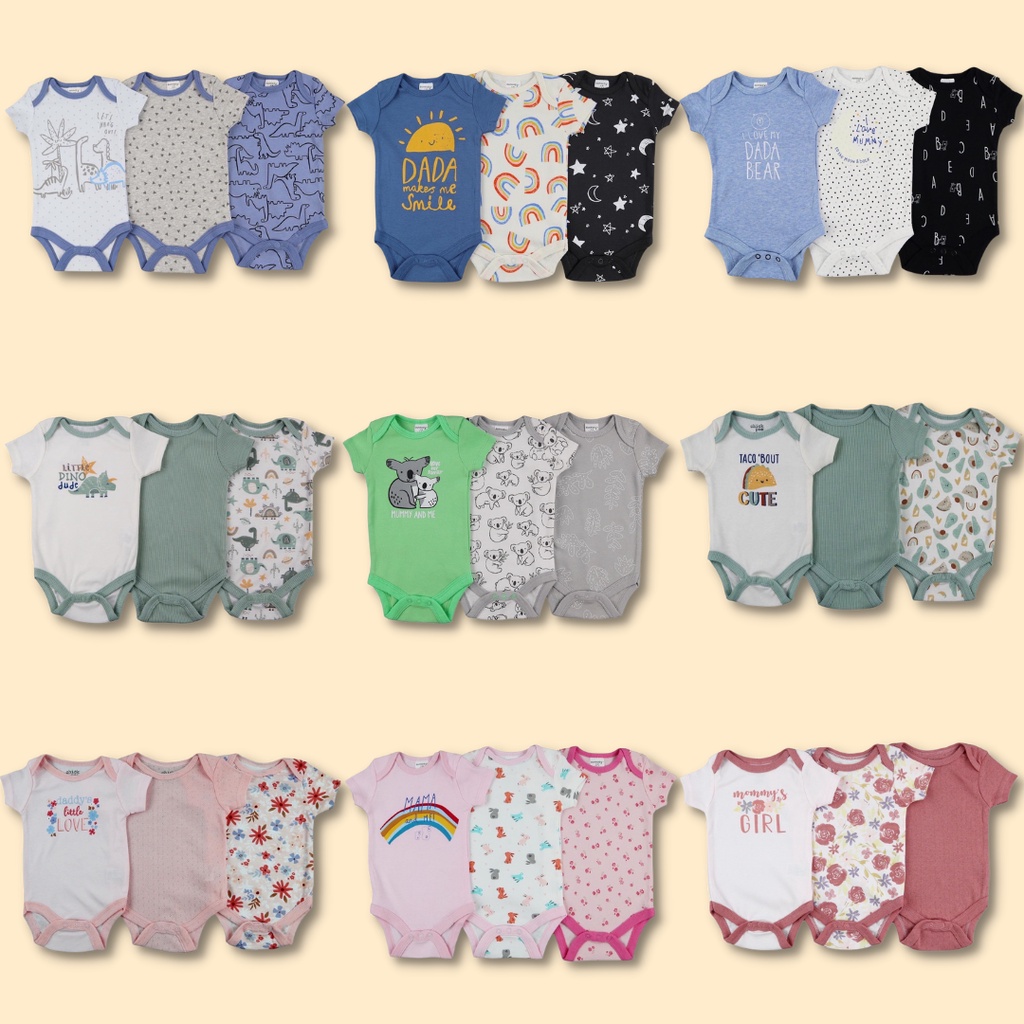 MMS - Baby Bodysuit 3pcs Newborn 0-9 Bulan Baju Jumper Bayi Anak Kado Hampers