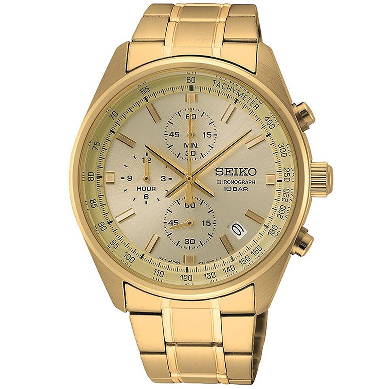 Seiko Quartz SSB382P1 Chronograph Gold IP - Jam Tangan Pria SSB382