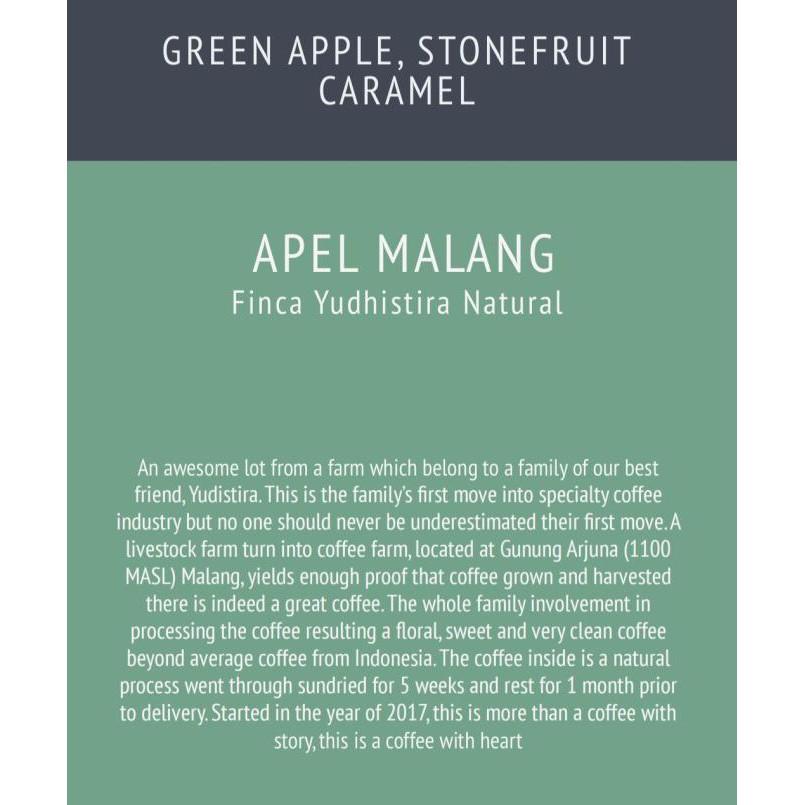 

Kopi- Apel Malang (Finca Yudhistira) Natural -Biji-Kopi.