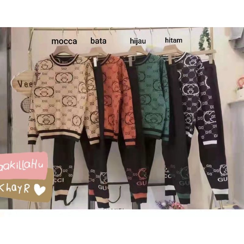 NEW READY ONE SET RAJUT IMPORT BKK/SETCEL WANITA RAJUT PREMIUM/SETELAN CELANA RAJUT WANITA MURAH/ONE