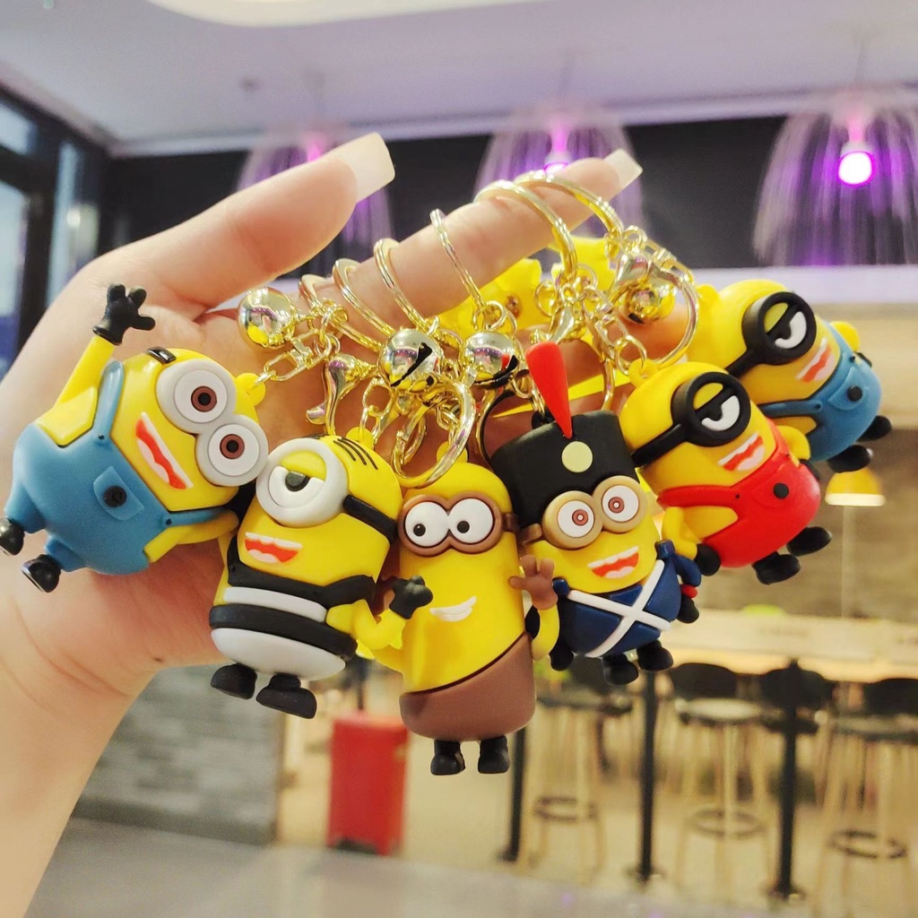 Gantungan Kunci Boneka Minions Kevin Bob 6 Model Bahan PVC Untuk Pasangan