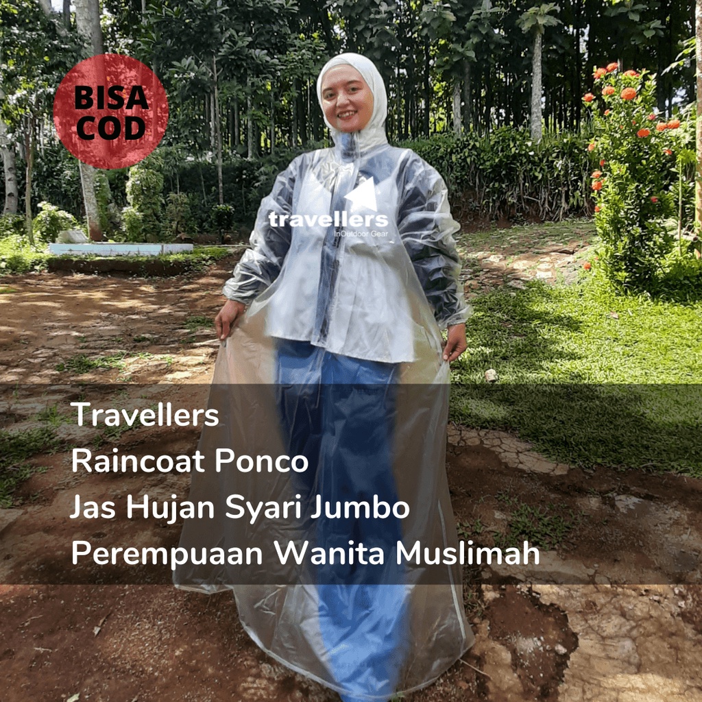 Jas Hujan Syari Jumbo Wanita White Series