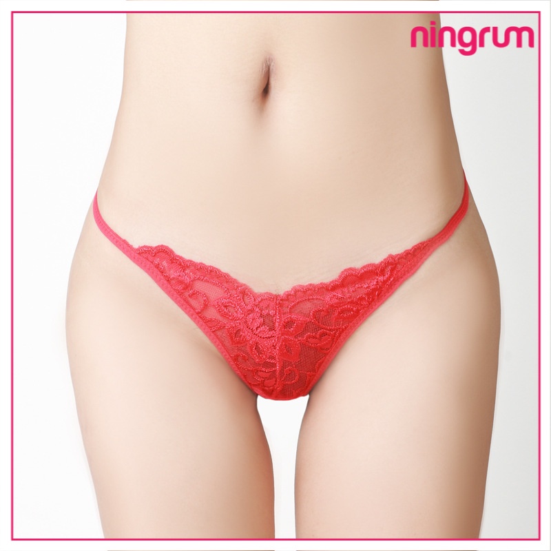 Ningrum Pakaian Dalam Wanita Lingerie Sexy g-string sexy lace transparan open celana dalam panties gstring - 4011