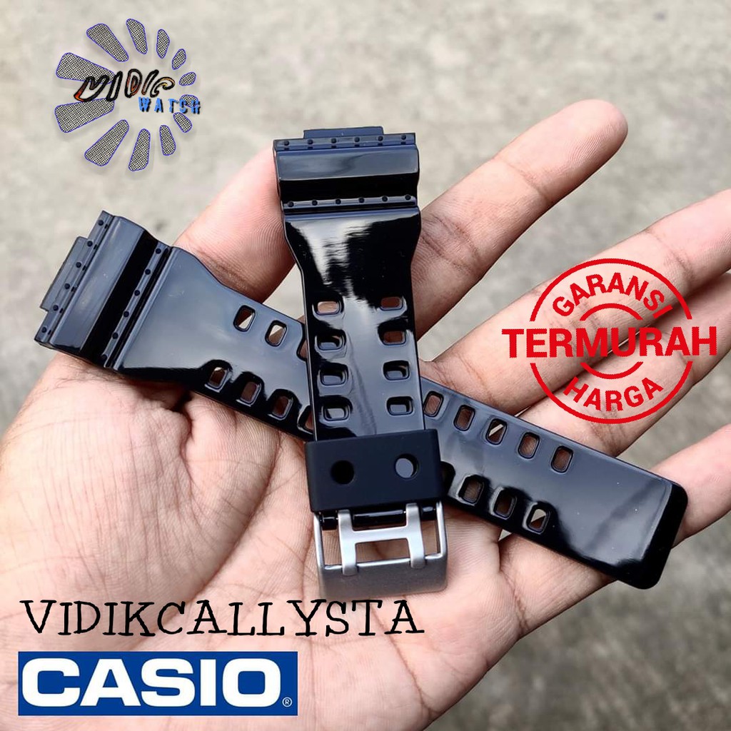 Strap Tali Casio G-shock Ga 100 110 120 150 200 201 300 700 G GR GW 8900 HITAM GLOSSY  ORIGINAL OEM