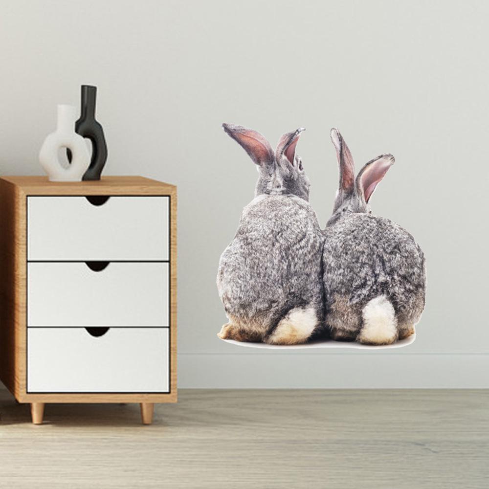 R-flower Two Bunny Wall Stiker Removable Kamar Tidur Ruang Tamu Rumah Dekorasi Tupai Fox Koalas Bird