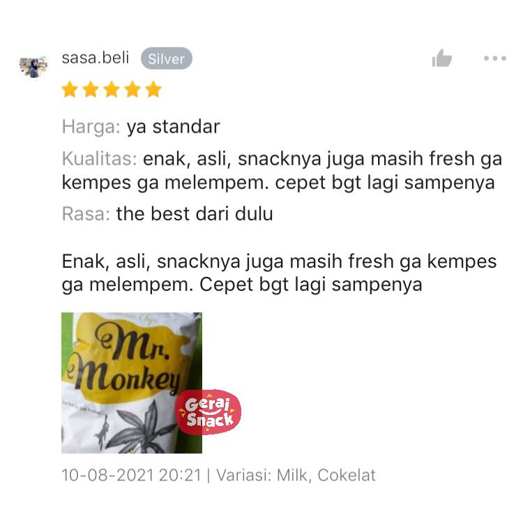 Mr Monkey Keripik Pisang Kepok Khas Lampung Taburan Bumbu Tebal Renyah 140 g