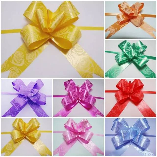 

Pita tarik souvenir ribbon ditarik jadi instan merah hijau putih biru kuning gold pink silver cream