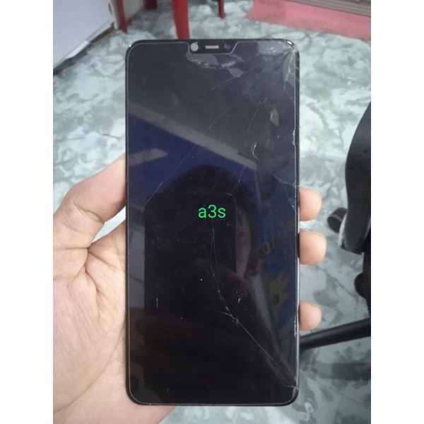 Lcd oppo a3s ori minus glass retak