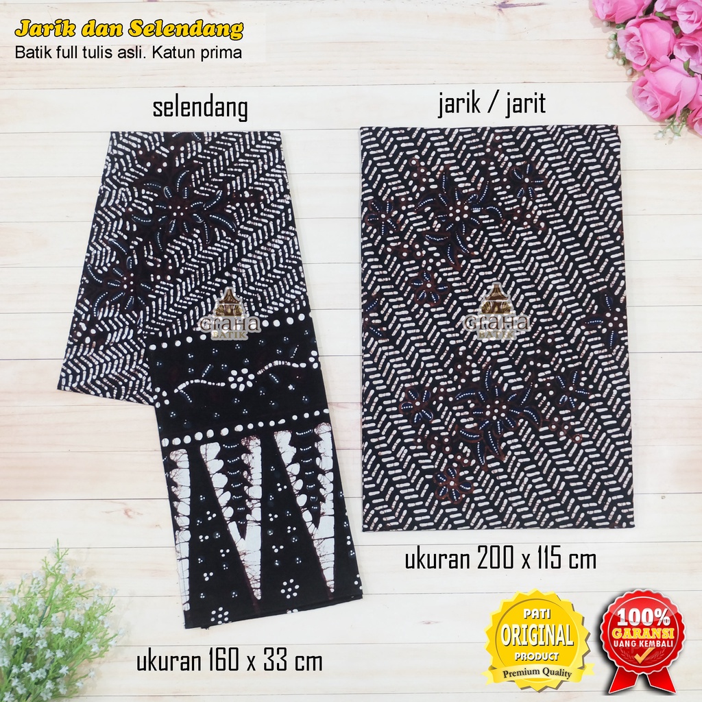 JARIK JARIT SELENDANG BATIK KAIN BATIK TULIS BAKARAN PAKAIAN BAJU ADAT PATI MOTIF BLARAK MELATI