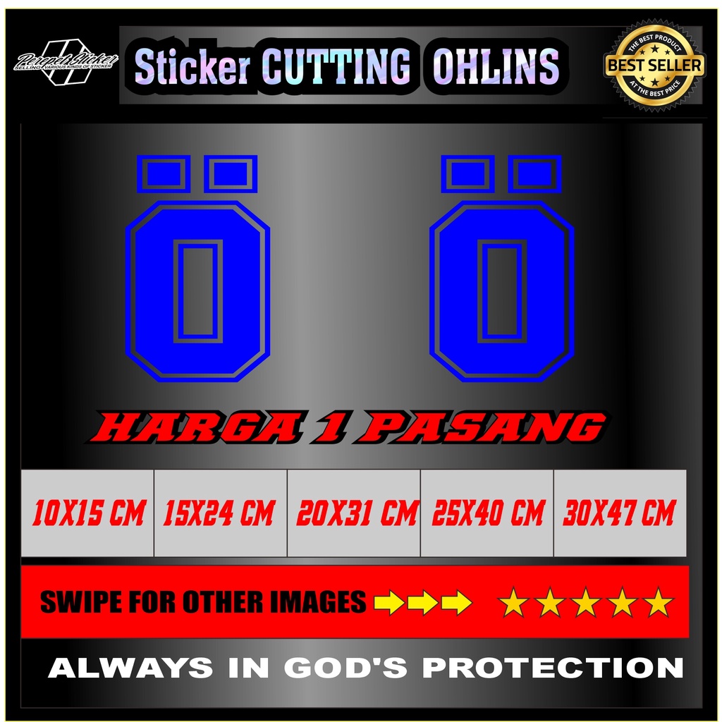 Cutting Sticker logo OHLINS Stiker Motor Scoopy Vespa N Max Fino PCX Beat Vario Mio Revo Supra Murah