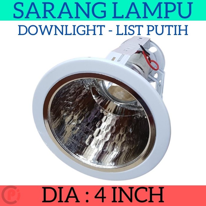 Sarang Rumah Lampu Fitting Downlight E27 Plafon 4 Inch Ring Putih