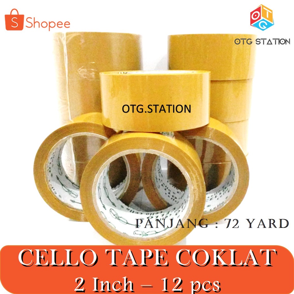 

Cello Tape Coklat 2 Inch 12 pcs Isolasi Coklat Besar Cellotape Lakban Lem Perekat Bening Alat Isolasi Pembungkus OTG STATION