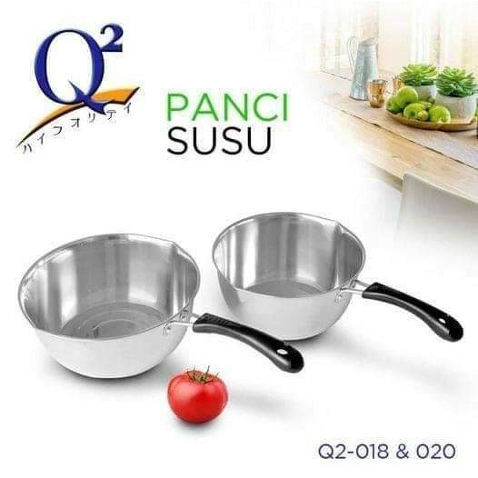 PANCI SUSU / PANCI MIE / PANCI KUAH / PANCI SAUS / SAUCE PAN 18CM DAN 20CM SATINLESS STEEL / PANCI SUSU Q2-018 18CM / PANCI SUSU Q2-020 20CM