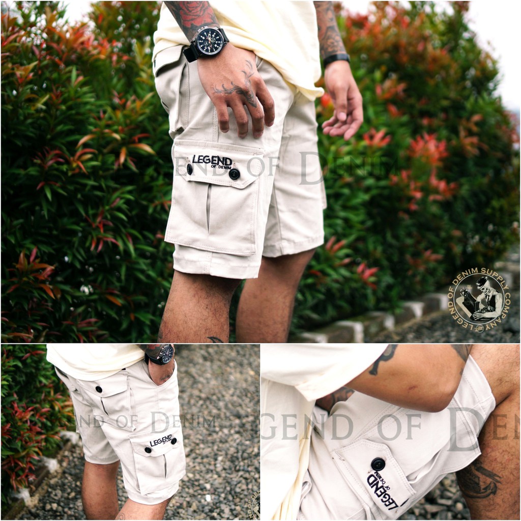 LEGEND Of DENIM ORIGINAL Art 02 Celana Pendek Distro pria Celana cargo pendek pria warna cream