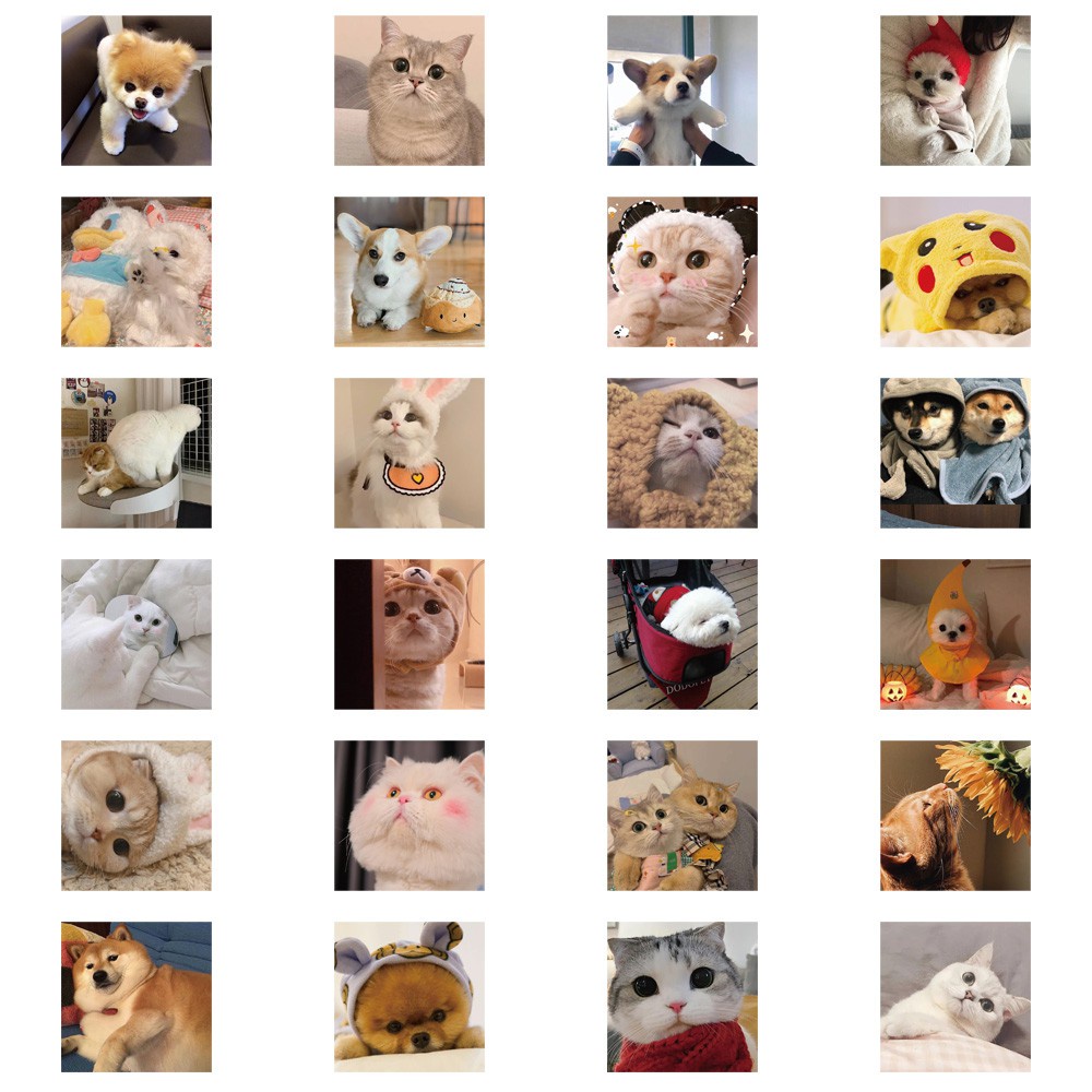 48PCS Cute Dog Cat Animal Sticker Decoration Diy Scrapbooking Sticker Stationery Kawaii Diary Label Sticker