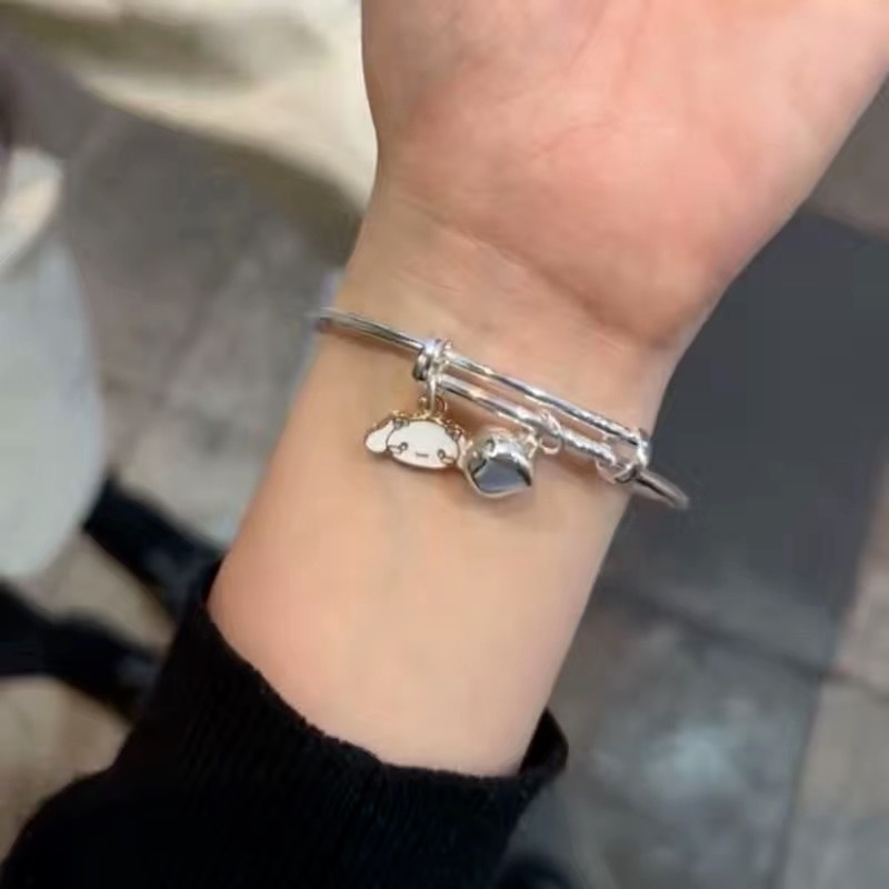 Gelang Bangle 925 Silver Adjustable Motif Kartun Hello Kitty Gaya Korea Untuk Wanita