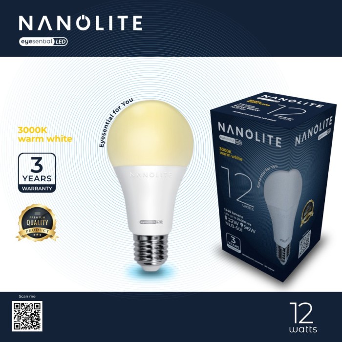 NANOLITE Bohlam Lampu LED 12W Bulb 12 Watt Cahaya Kuning Warm White