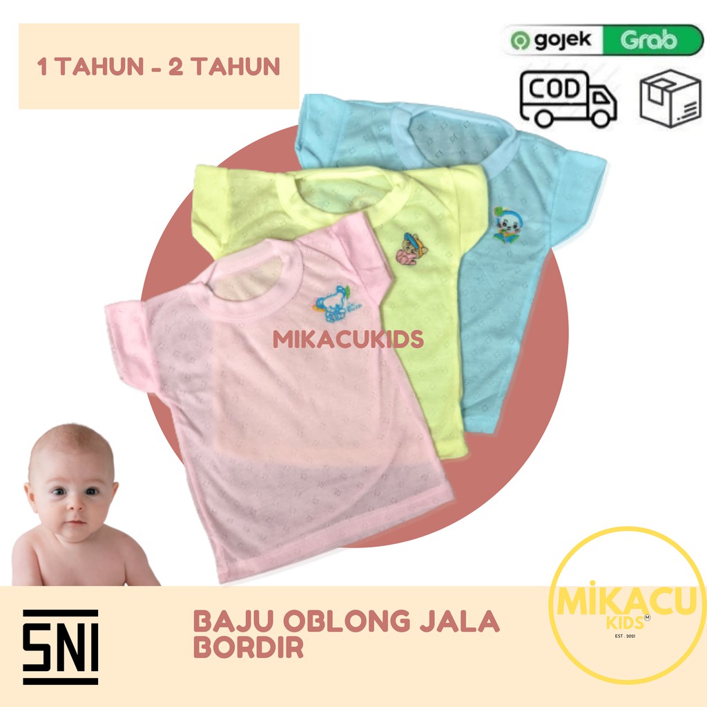 Baju Oblong Bayi Pendek Motif Jala (SNI) 1 - 2 Tahun, Kaos Oblong Bayi, Oblong Bayi, Baju Bayi Jala,