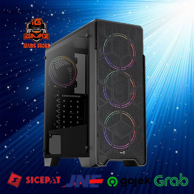 MANTAFF Aerocool Ore Saturn FRGB - Tempered Glass Mid Tower Gaming Case READY