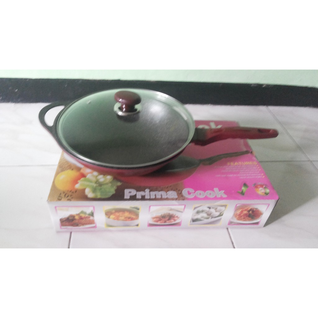 Wok Pan Prima Cook 32cm Anti Lengket Bahan Marble Wajan Serba Guna