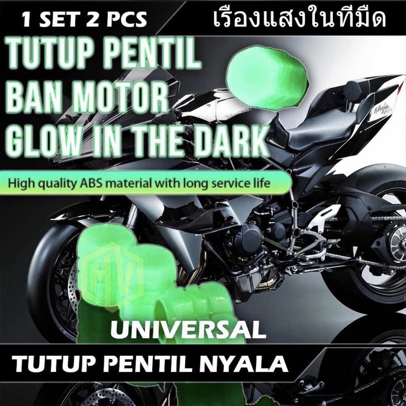 Tutup pentil nyala tutup pentil ban motor mobil GLOW IN THE DARK UNIVERSAL