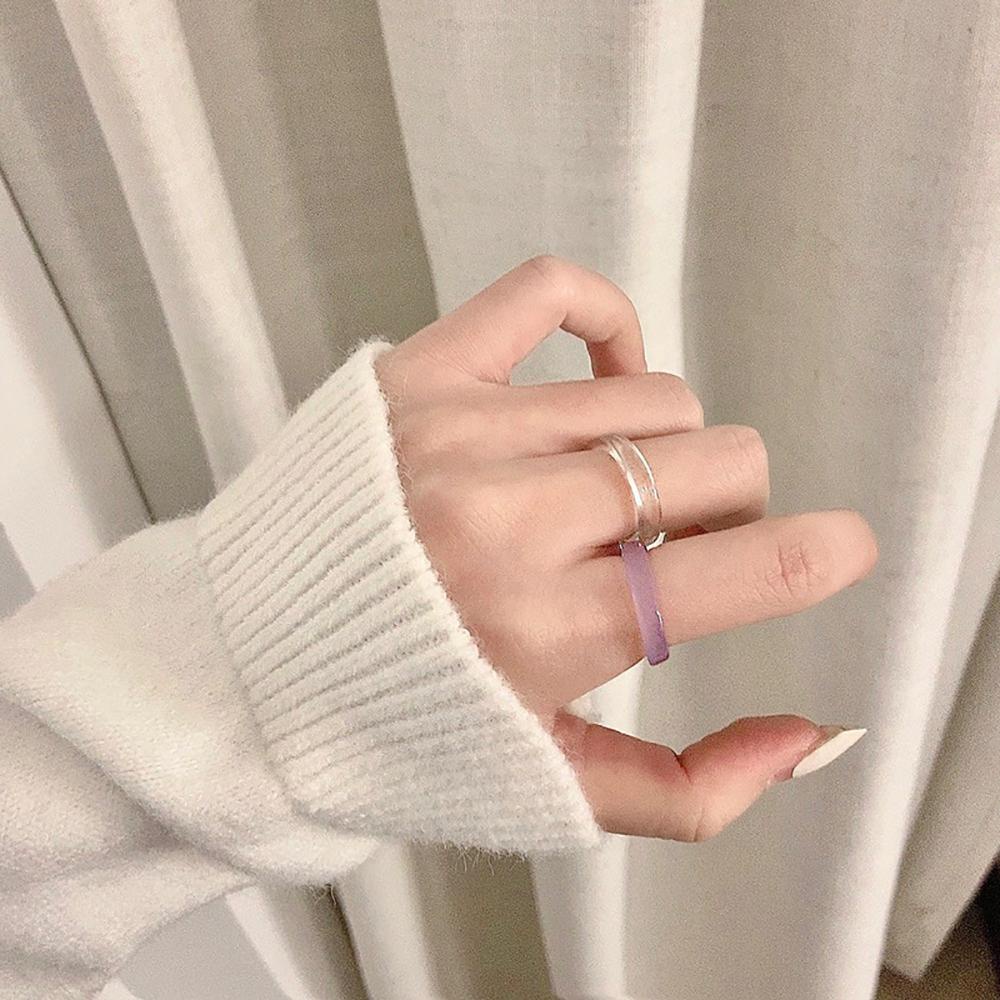 Agustinina Cincin Transparan Aesthetic Warna-Warni Minimalis Korea Tipis Untuk Hadiah Perhiasan Wanita