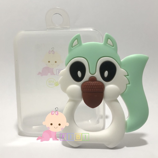 FIBI Teether Bayi Tupai Gigitan Baby Mainan Squirrel Sikat Gigi Mulut