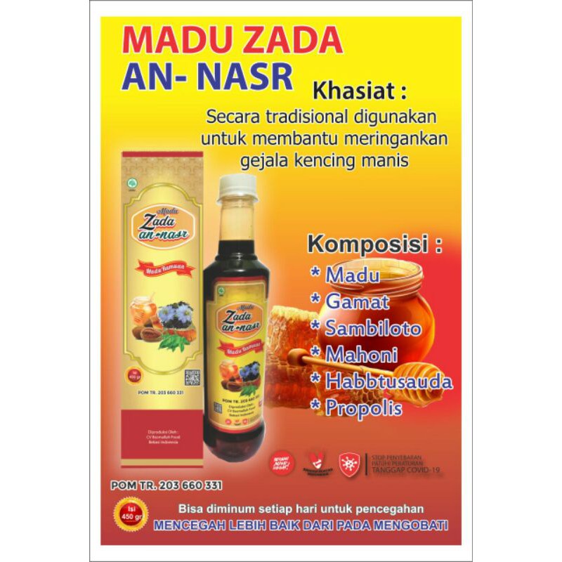 

ORIGINAL Madu Zada An Nasr 450Gr | Madu Herbal untuk Kencing Manis