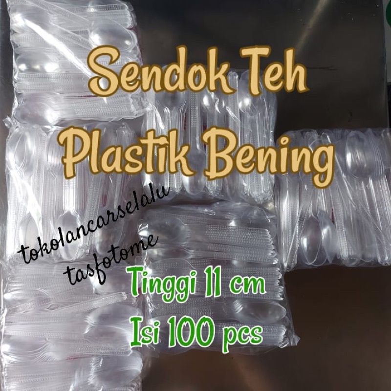 Sendok Teh Plastik Bening Kopi Kue Snack Puding Ager Pudding Sedang Kecil 11 cm isi 100