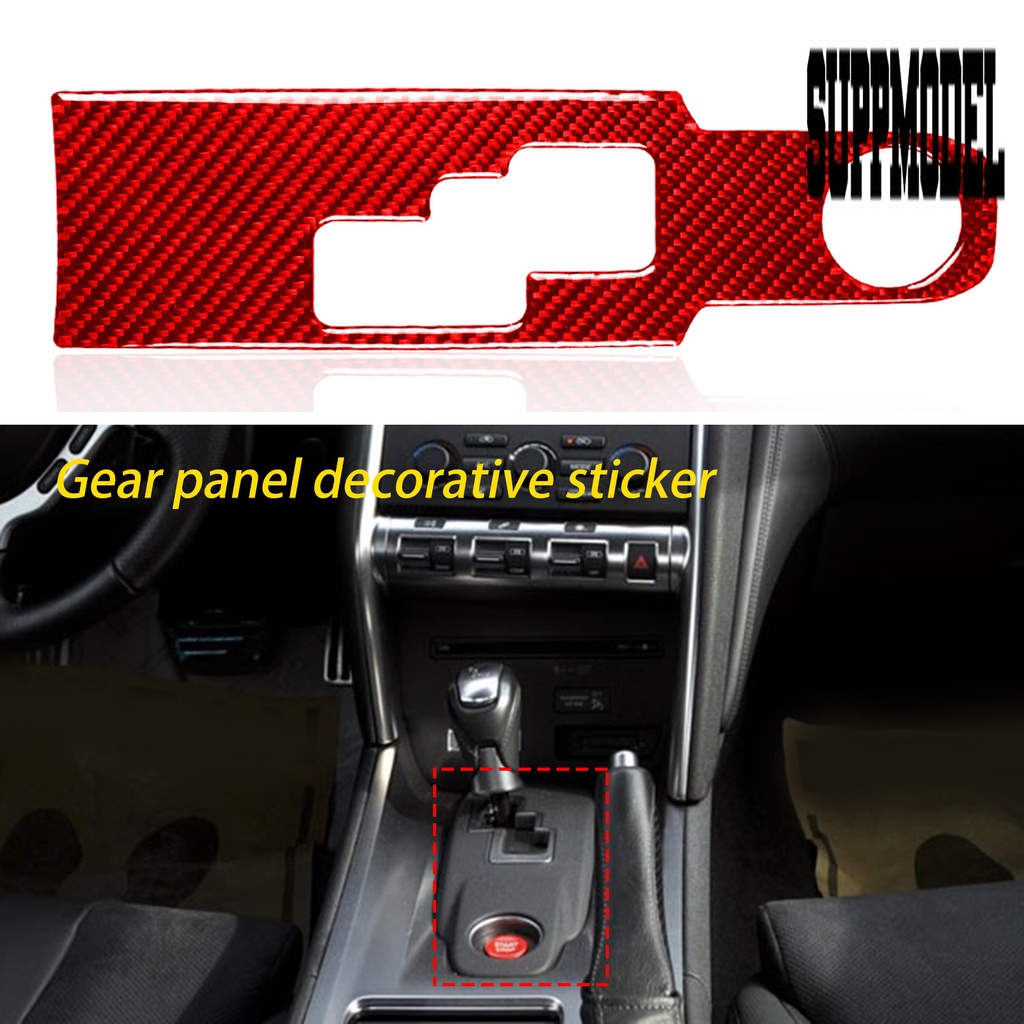 Suppmodelx Stiker Cover Panel Persneling Mobil Bahan Carbon Fiber Warna Merah Untuk GTR R35 2008-2016