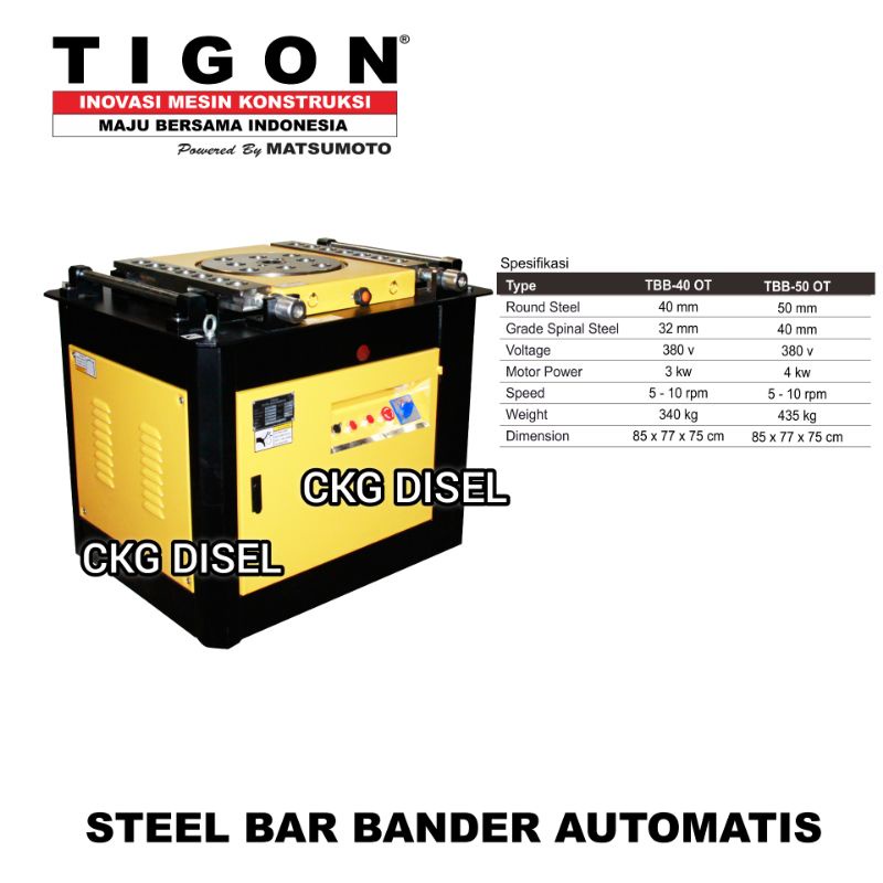 Mesin Penekuk Besi Tigon (TBB-40 OT)