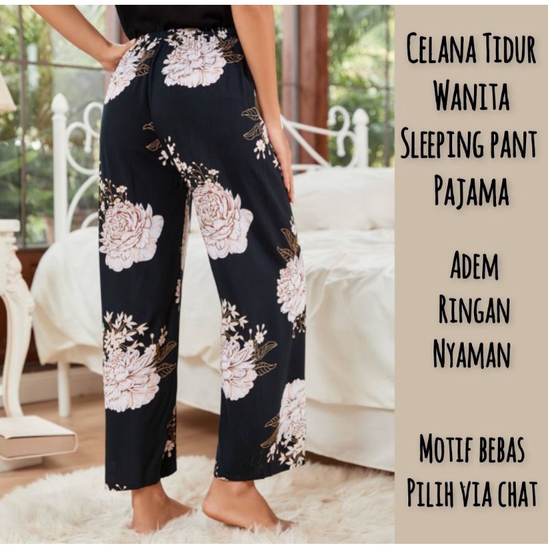 Celana Panjang Celana Tidur Wanita Harian Motif Pajama Pant