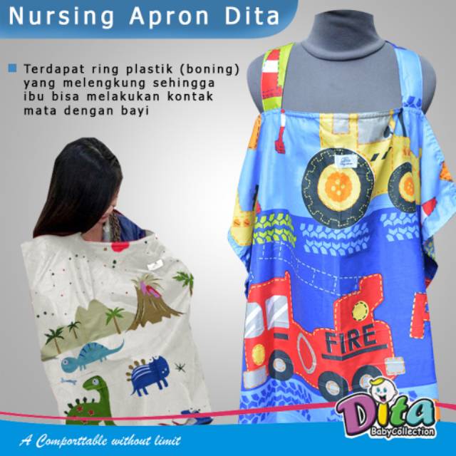 Celemek menyusui Nursing Apron menysui Dita 1 dan 2 Lapis ada kantong, penutup menyusui