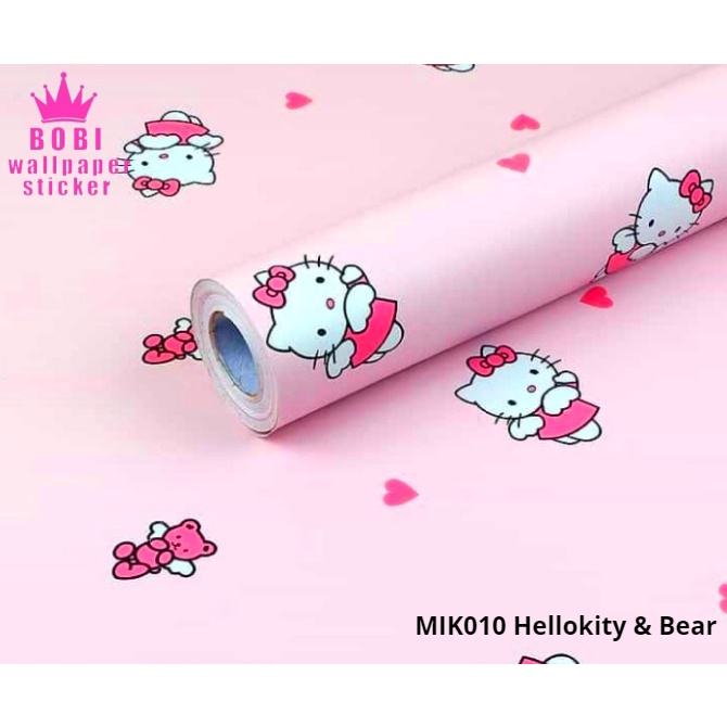 Wallpaper Sticker Motif Hellokity &amp; Bear KT010 / Wallpaper New 2021 /  Uk.9mx45cm