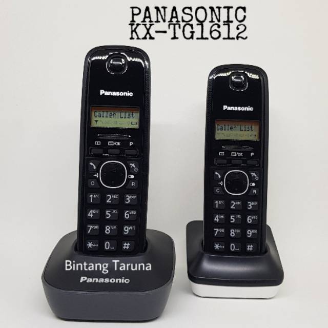 Telepon Wireless Panasonic KX-TG1612 (2 handset) (Hitam Putih)