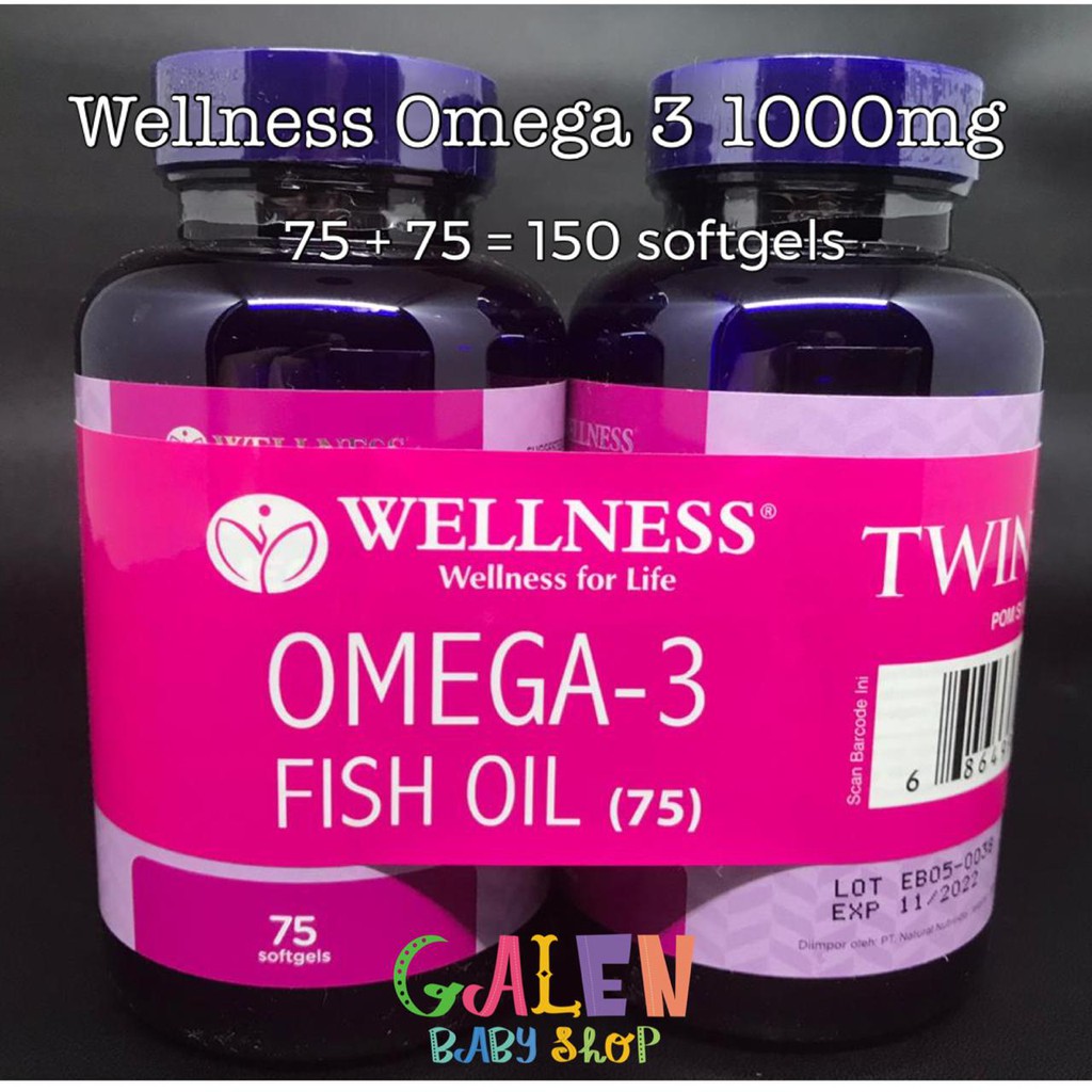 Jual Wellness Omega 3 Fish Oil 1000mg 75 + 75 Minyak Ikan Dewasa