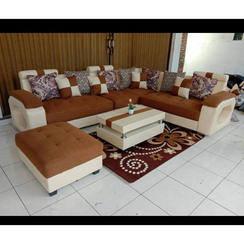 (Tegal) Sofa L minimalis sofa tamu kekinian