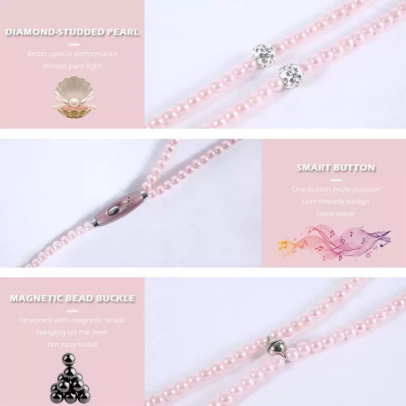 Earphone In Ear Model Kalung Mutiara Warna Pink Dengan Mic Untuk Hadiah Ulang Tahun