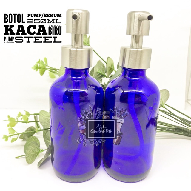 Botol Pump Serum 250ml Kaca Tebal Amber Pump Stainless Steel IMPORT