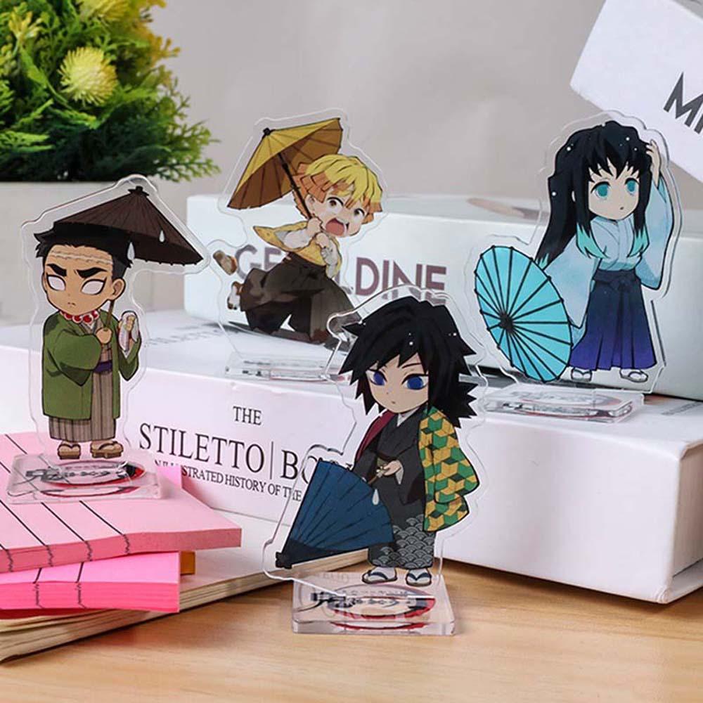 Lanfy Demon Slayer Mainan Model Anime Agatsuma Zenitsu Collectible Toy Acrylic Stand Kimetsu no Yaiba Desktop Standing Card