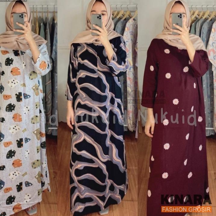 Dijamin Miring harga.. KINARA - Daster Gamis Semata Kaki | Long Daster Lengan panjang| Daster semata