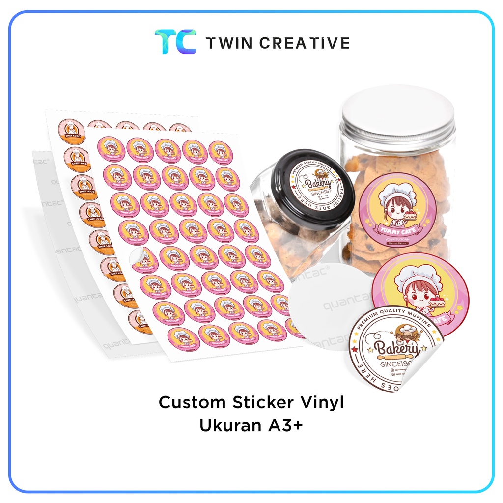 Jual Custom Cetak Stiker Label Vinyl A3 Tahan Air Sticker Kemasan Produk Stiker Vinyl A3 3195