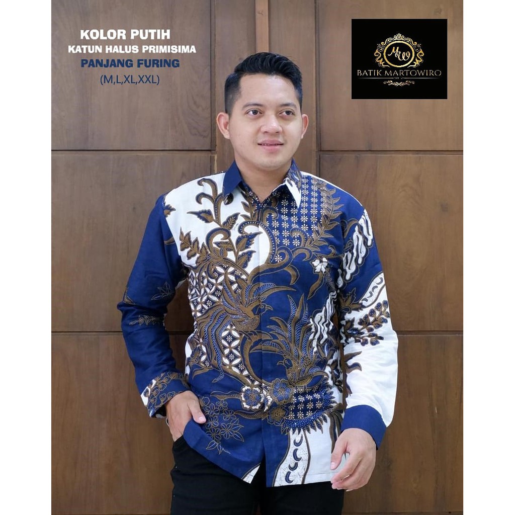 KOLOR PUTIH BAJU kemeja batik pria lengan panjang terbaru ORIGINAL  PENDEK modern PREMIUM