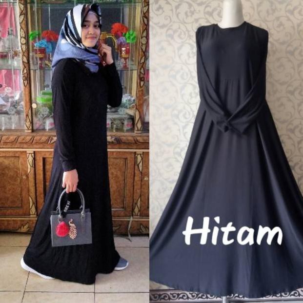 {Original} Gamis Jersey Polos Hitam || Gamis Jersey Motif Full black